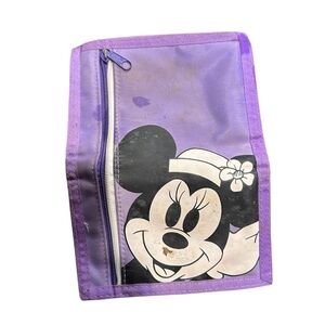 Vintage 90s Purple Kid's Minnie Mouse Bifold Wallet Hook and Loop Closure
